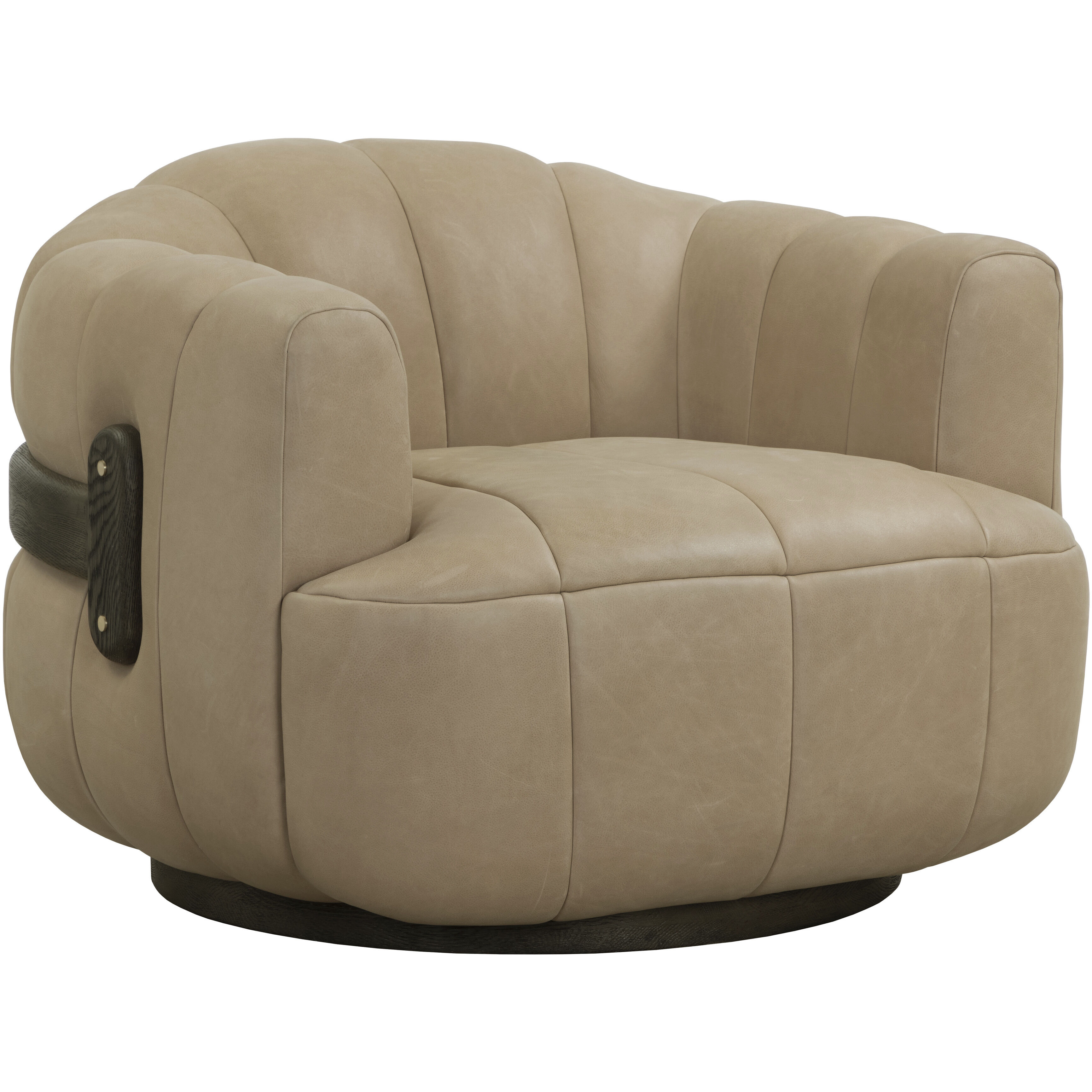 Tadeo Dark Brown / Sahara Sand Leather Swivel Lounge Chair, Swivel